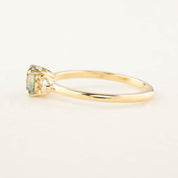 Emilie Ring with 0.66ct light blue-green Montana sapphire and diamonds in recycled 14k gold, handmade and one of a kind