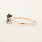 Emilie Ring with 1.07ct pear cut blue-green Montana sapphire set in 14k rose gold, handmade and one of a kind.