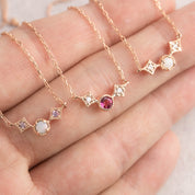Moon & Star Birthstone Necklace