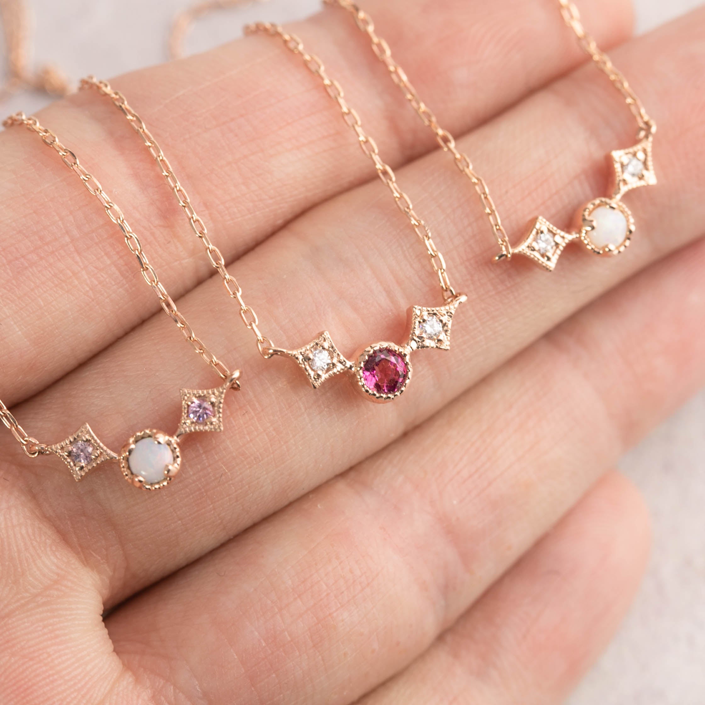 Moon & Star Birthstone Necklace