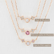 Moon & Star Birthstone Necklace