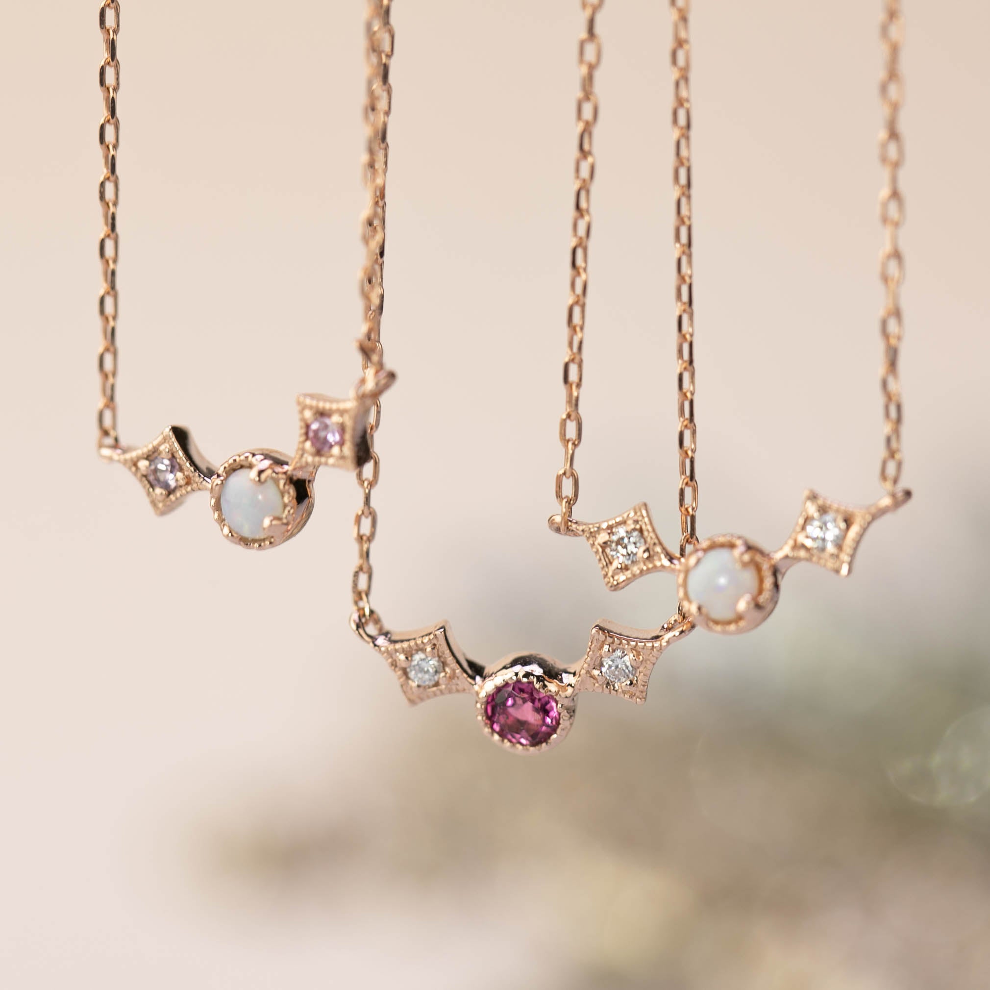 Moon & Star Birthstone Necklace