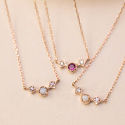 Moon & Star Birthstone Necklace