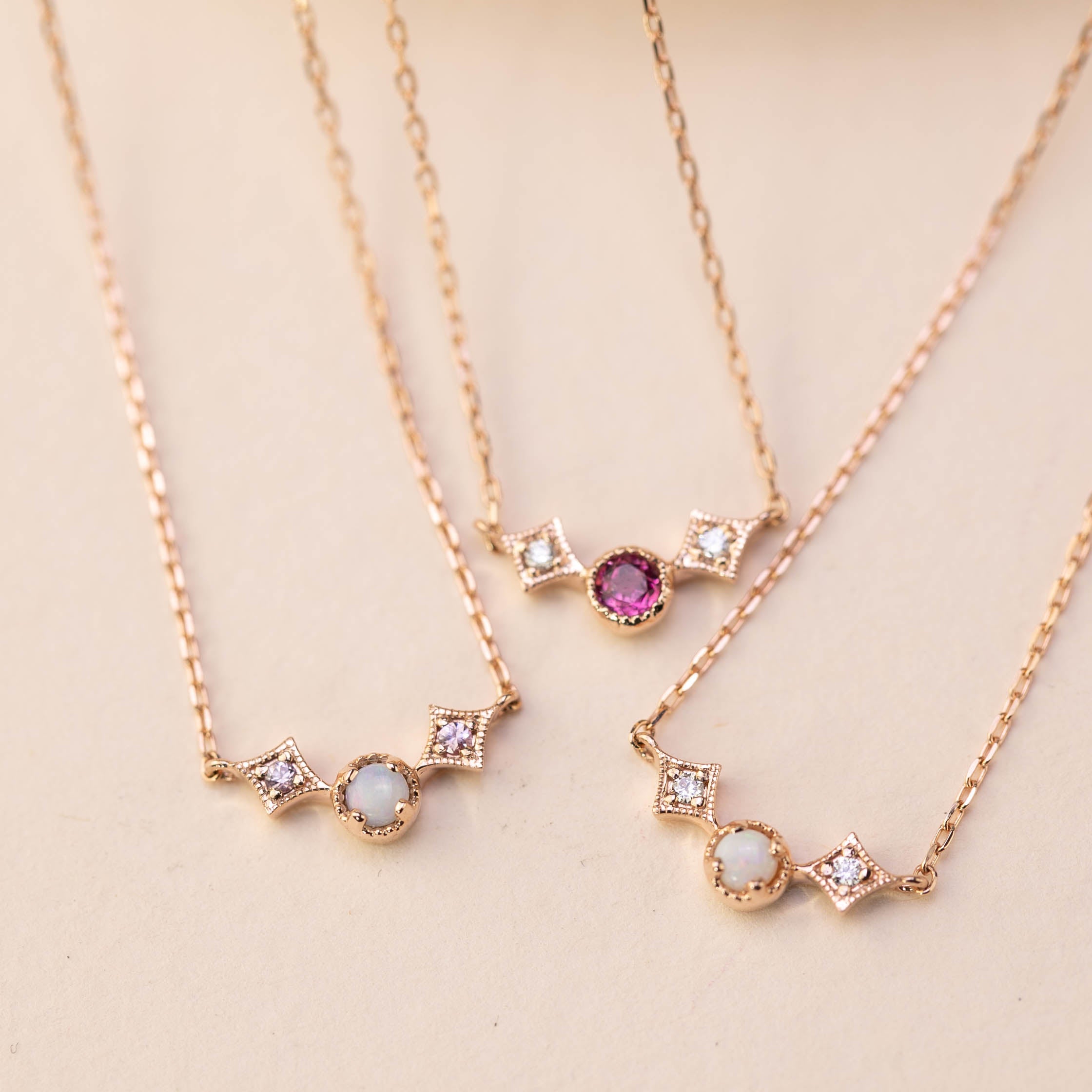 Moon & Star Birthstone Necklace
