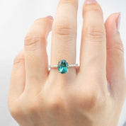 Maria Ring with 2.47ct Namibian green tourmaline and diamond accents, handmade with ethically sourced materials.