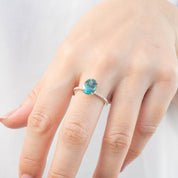 Maria Ring with 2.47ct Namibian green tourmaline and diamond pave band, handmade and ethically sourced by Envero Jewelry