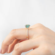 Maria Ring with 2.47ct Namibian green tourmaline and diamond accents, handmade with ethically sourced gold.