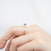 Handmade Estel Ring with 1.05ct green sapphire set in recycled 14k rose gold, one of a kind by Envero Jewelry.