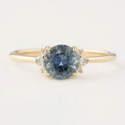 Lena Ring with 1ct Blue Montana Sapphire and diamond accents set in recycled 14k yellow gold, handmade and one of a kind