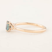 Estel Ring with 1.05ct teal blue Montana sapphire in recycled 14k rose gold, handmade and one of a kind