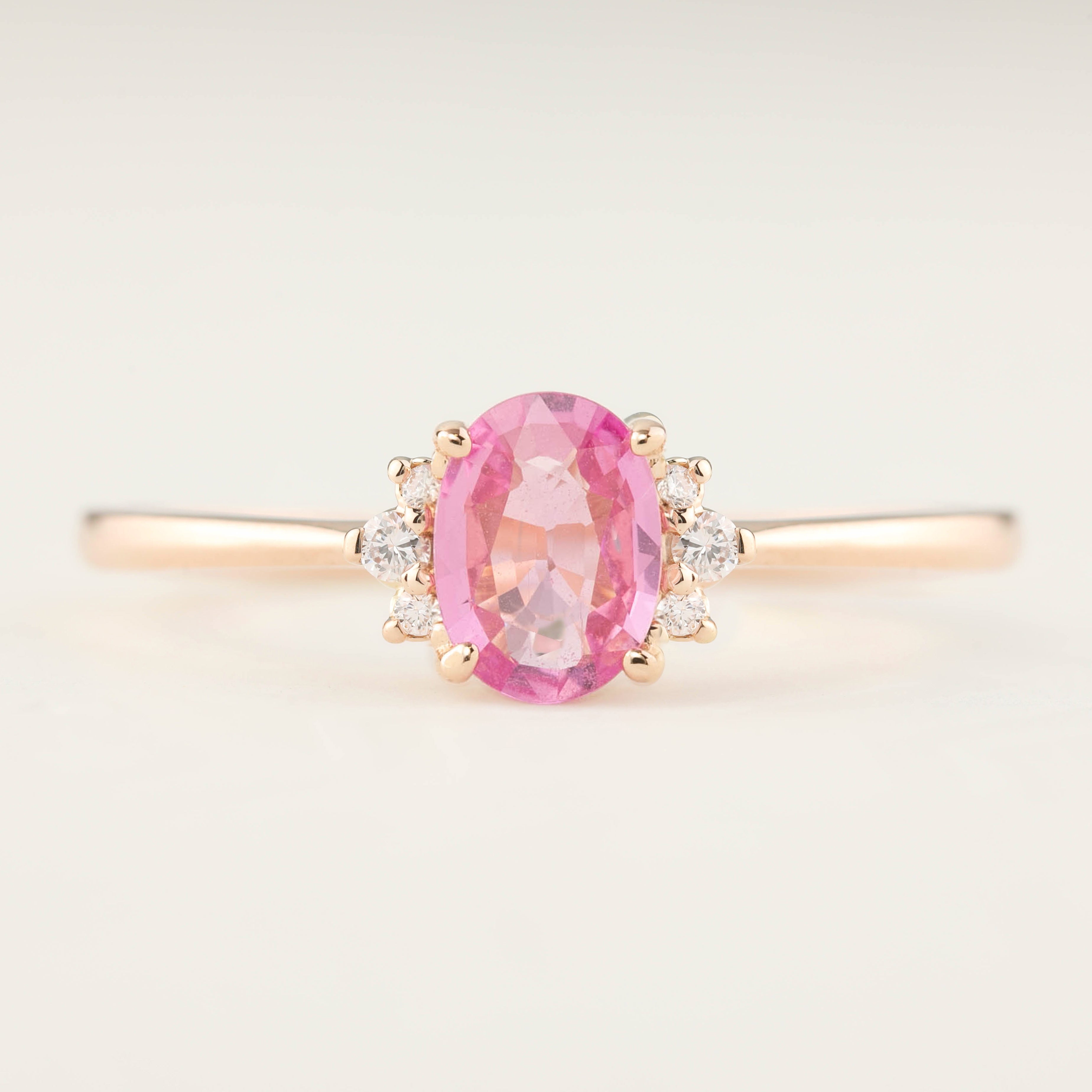 Lena Ring, 0.70ct Pink Sapphire, oval shape gemstone