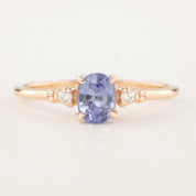 Estel Ring with 1.03ct Ceylon Blue Sapphire and diamonds in 14k rose gold, one of a kind handmade design