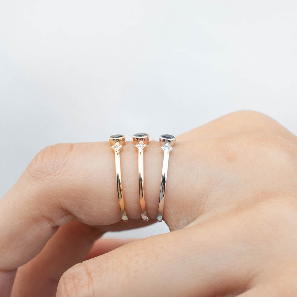 Moon & Star Ring, 0.15ct Montana Sapphire of your choice