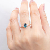 Estel Ring with 1.18ct teal blue Montana sapphire set in 14k rose gold, one of a kind handmade piece.