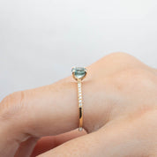 Maria Ring with 1.12ct green Montana Sapphire in recycled 14k gold, one of a kind, ethically sourced handmade jewelry