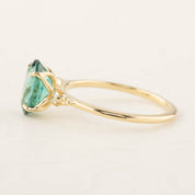 Estel Ring with 1.65ct teal blue green tourmaline, handmade in recycled 14k gold with accent diamonds, one of a kind design