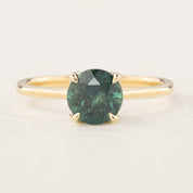 Sara Ring 1.5ct Parti Blue Green Montana Sapphire in solid 14k yellow gold, handmade and ethically sourced gemstone ring