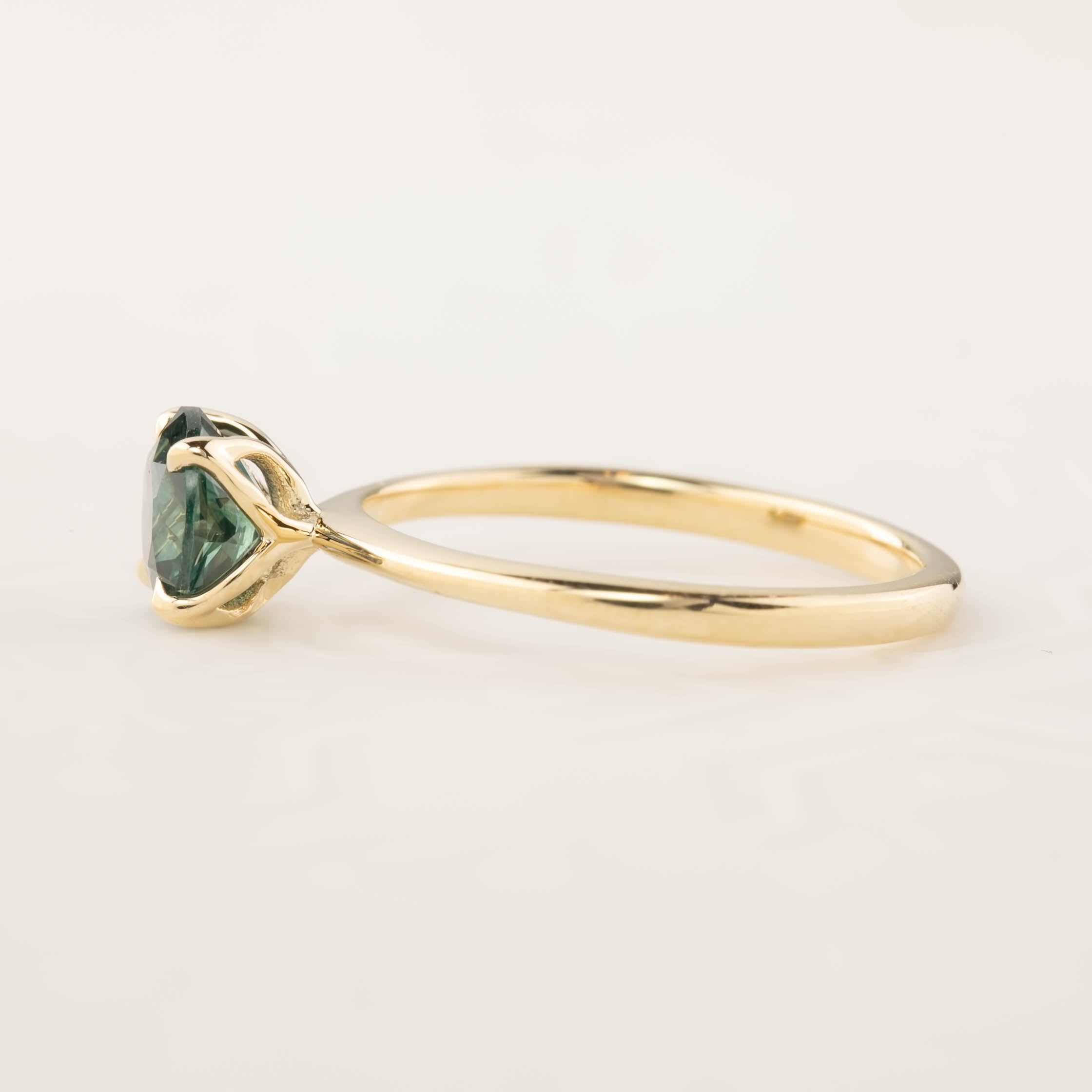 Sara Ring 1.5ct Parti Blue Green Montana Sapphire in solid 14k recycled gold, handmade and ethically sourced, one of a kind ring