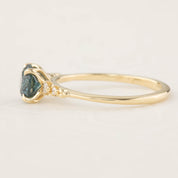 Estel Luxe Ring with 1.16ct blue green Montana sapphire set in recycled 14k gold, handmade and one of a kind
