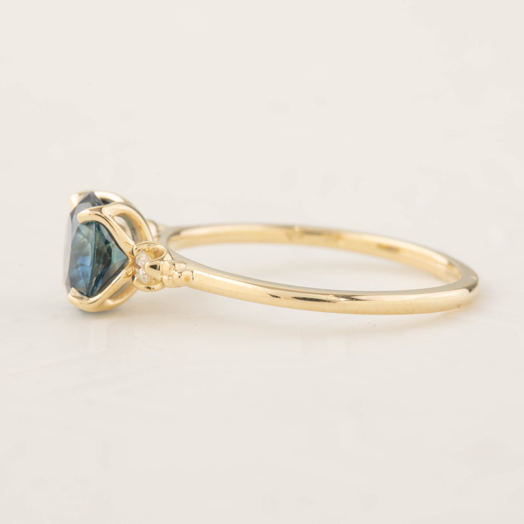 Estel Ring - 1.58ct Parti Blue Montana Sapphire set in 14k yellow gold, handmade and ethically sourced design