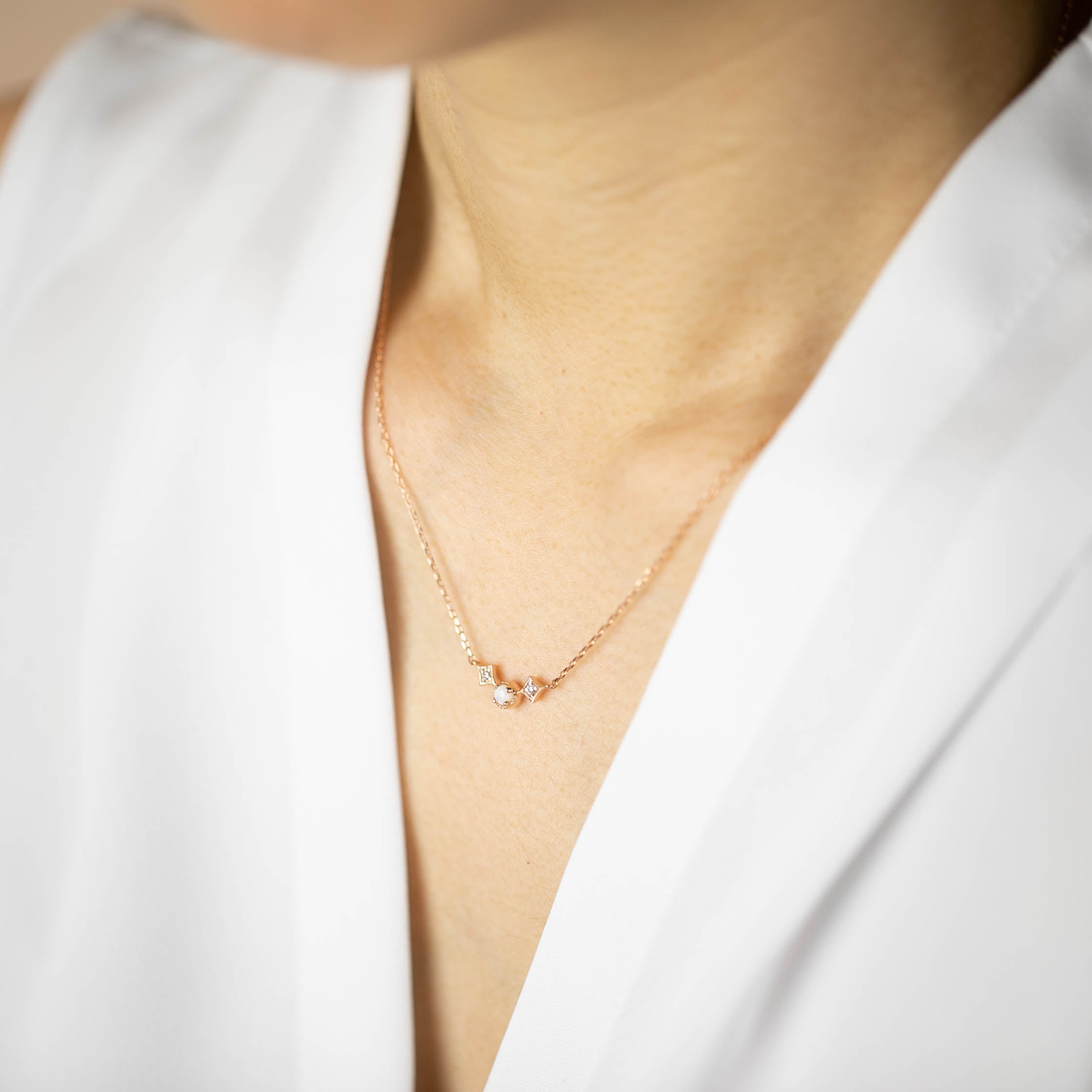 Moon & Star Birthstone Necklace