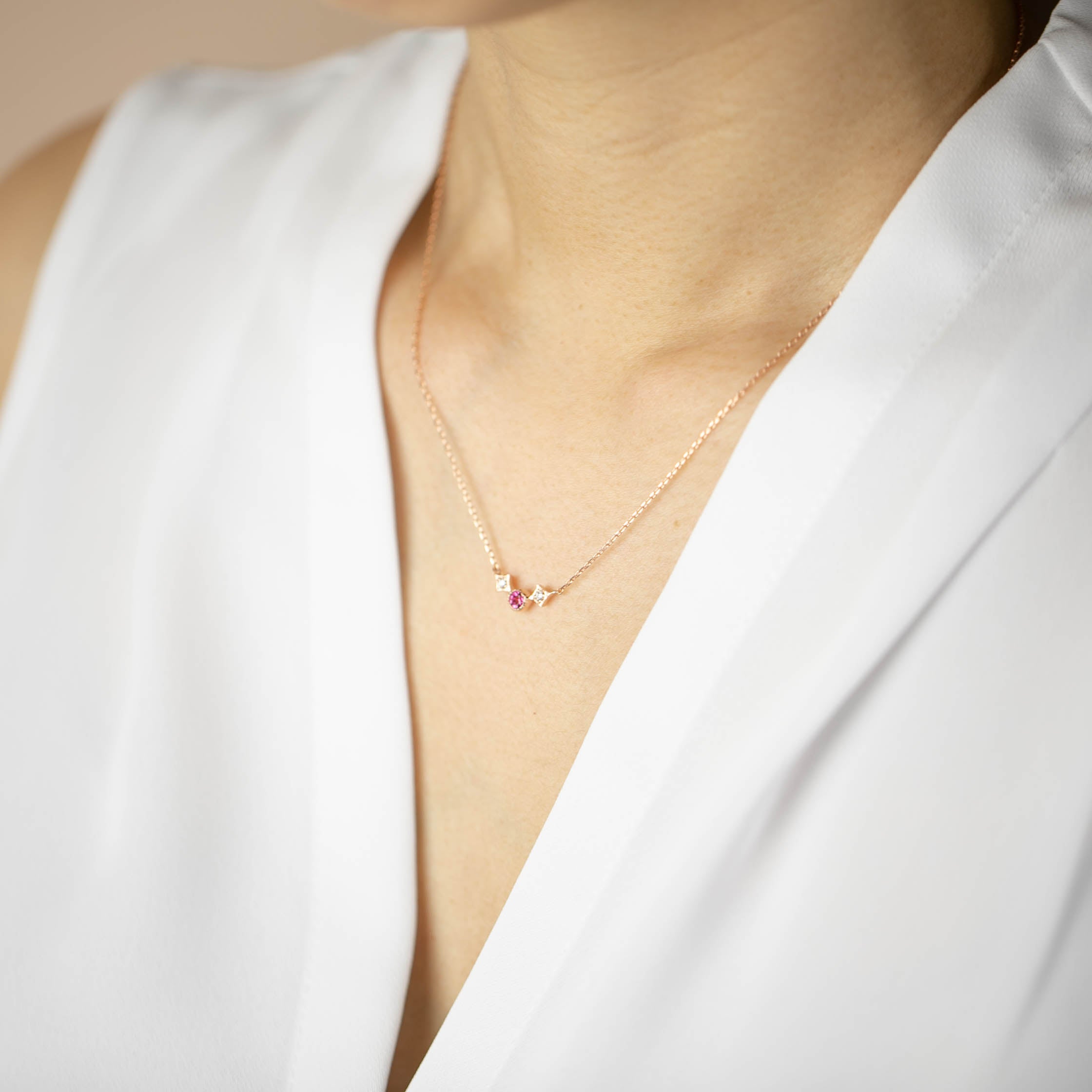 Moon & Star Birthstone Necklace
