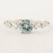 Celeste Ring with 0.95ct light blue Montana sapphire and ethically sourced diamonds in 14k white gold band