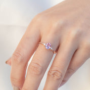 Estel Ring with 1.12ct pink sapphire and white diamonds set in 14k rose gold, ethically sourced and one of a kind