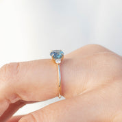 Emilie Ring with 1.52ct Blue Montana Sapphire set in recycled 14k gold, handmade and ethically sourced one of a kind ring