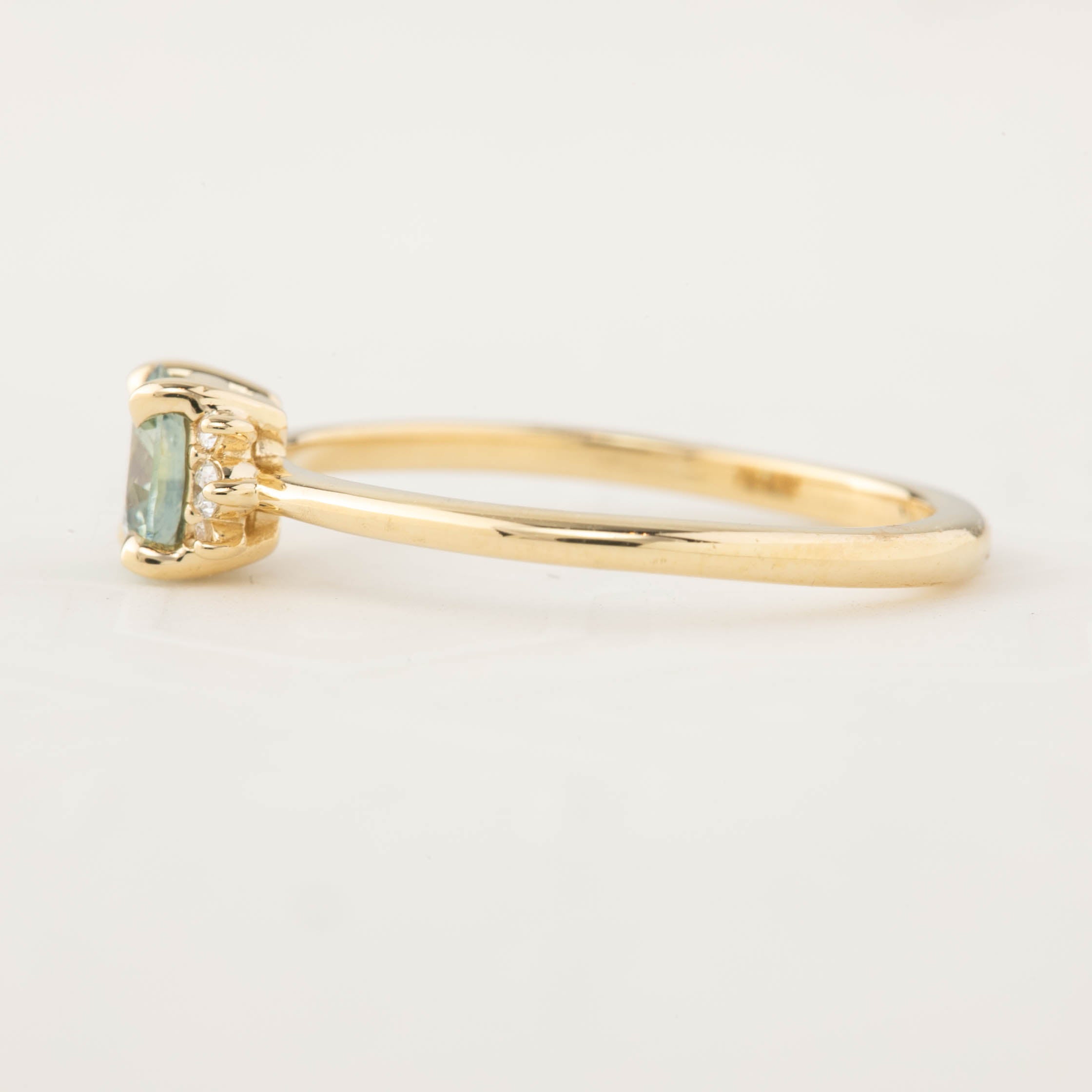 Lena Ring with 0.65ct light mint green Montana sapphire set in recycled 14k gold, handmade and one of a kind