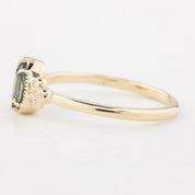 Side view of the Celine Ring, 0.60ct Montana Sapphire, oval shape gemstone
