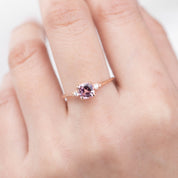Estel Ring 0.81ct Cushion Cut Fuchsia Pink Spinel, 14k Rose Gold