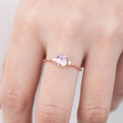 Estel Ring 0.81ct Cushion Cut Fuchsia Pink Spinel, 14k Rose Gold