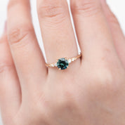 Estel Fleur 4 Prong Ring, 1.18ct Parti Teal Blue Green Queensland Sapphire (One of a kind)