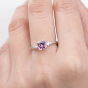 Estel Ring 1.08ct Cushion Cut Pink Spinel, 14k White Gold (One of a kind)