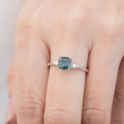 Estel Ring, 1.02ct Cushion Cut Grey Blue Spinel