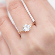 Teresa Ring with 1.21ct old mine cut diamond in recycled 14k yellow gold, handmade and ethically sourced design.