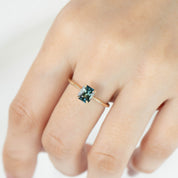 Jane Ring - 1.21ct Emerald Cut Parti Teal Blue Green Australian Sapphire (One of a kind)