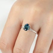 Estel Ring - 1.65ct Teal Blue Montana Sapphire, 14k White Gold (One of a kind)