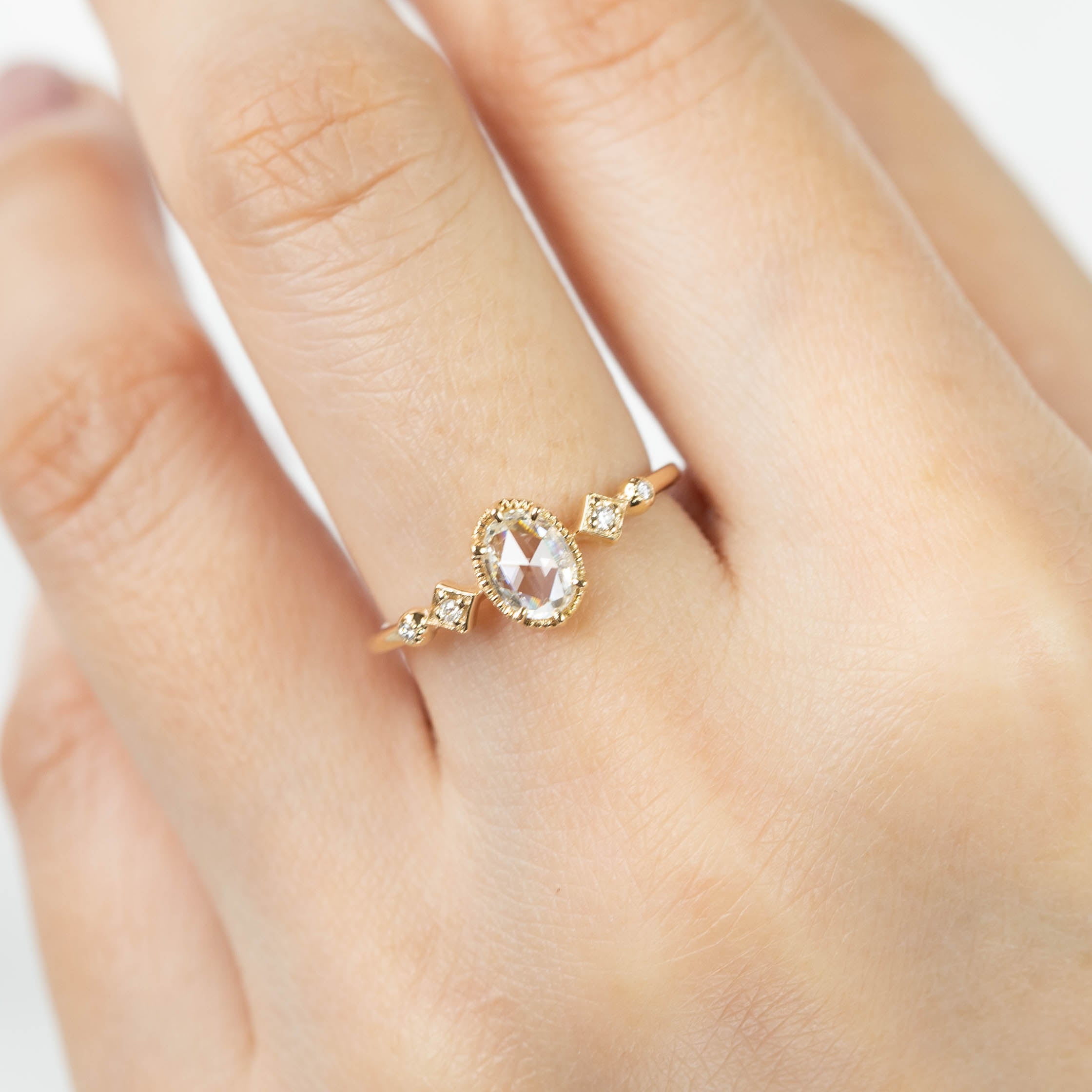 Stella Ring, 0.30ct Oval Rose Cut Diamond
