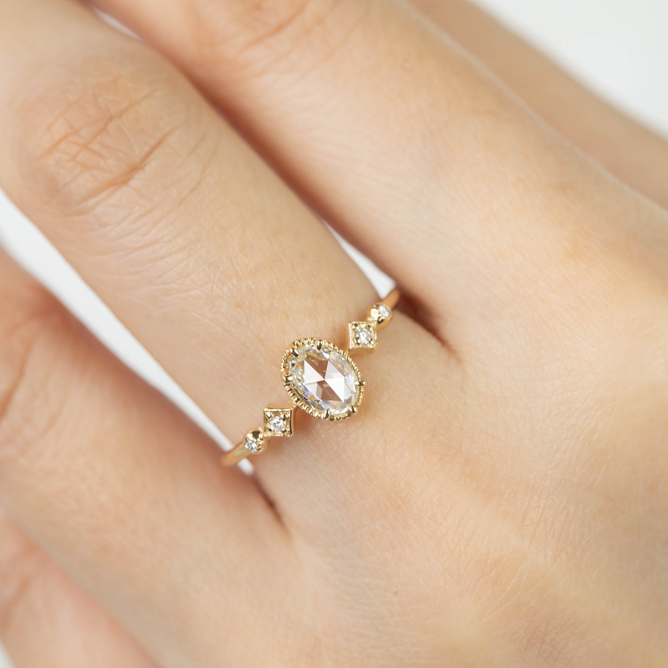 Stella Ring, 0.30ct Oval Rose Cut Diamond