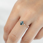Estel Ring - 0.81ct Pear Cut Blue Green Montana Sapphire, 14k Rose Gold (one of a kind)