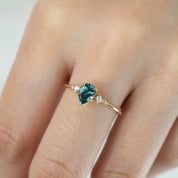 Estel Ring - 0.88ct Pear Cut Blue Green Montana Sapphire (one of a kind)