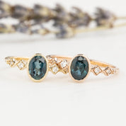 Celeste Ring, 0.89ct & 0.76ct Queensland Sapphire, oval shape gemstone
