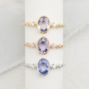Celeste Ring, 0.74ct Purple Madagascar Sapphire, oval shape gemstone
