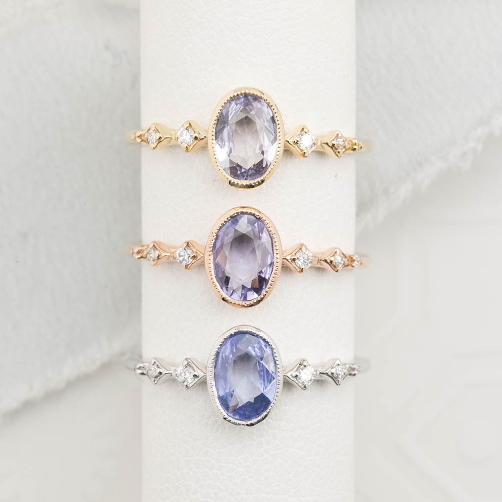 Celeste Ring, 0.76ct Madagascar Sapphire, oval shape gemstone