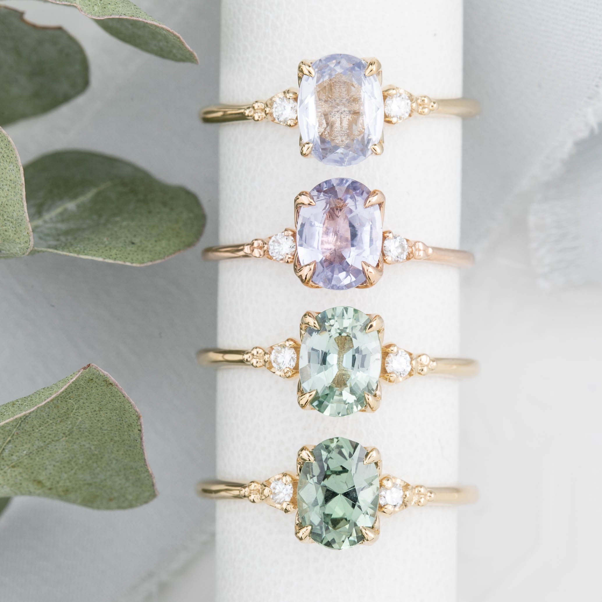 Estel Ring 1.28ct Light Blue Green Oval Montana Sapphire, 14K Yellow Gold (One of a kind)