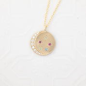 Crescent Birthstone Necklace (Charm Option)