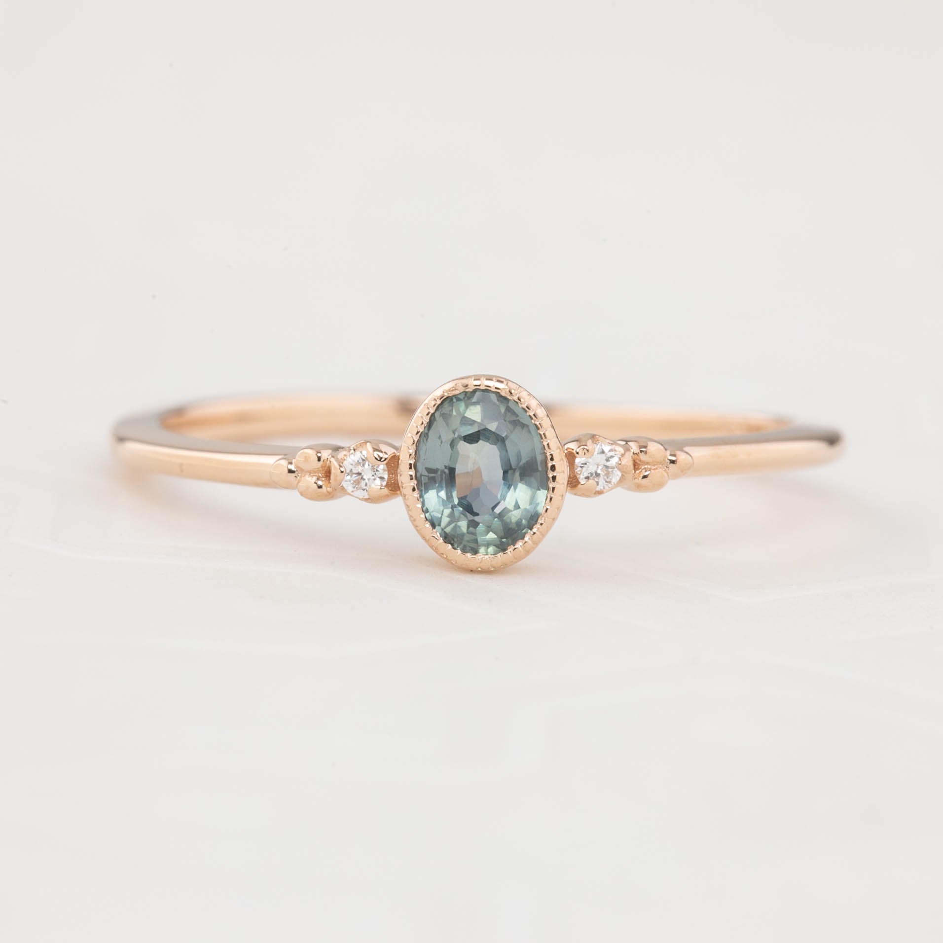 Estel Ring, 0.3ct Unheated Madagascar Sapphire, oval shape gemstone