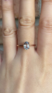 Sara Ring 1.31ct Light Blue Green Unheated Sapphire, 14K Rose Gold (One of a kind)